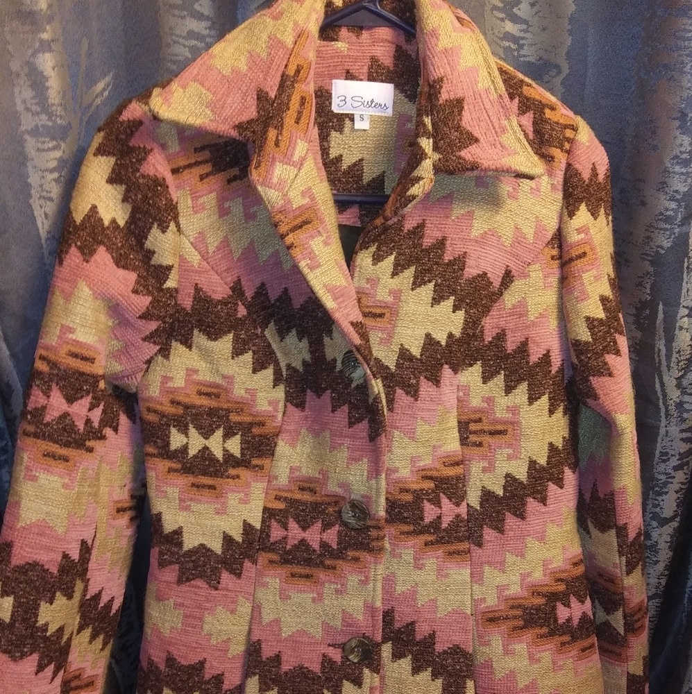 Tribal Patterned Wool Coat